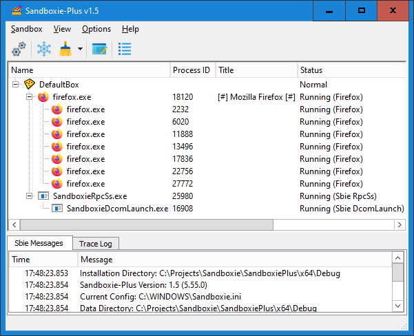 Sandboxie-Plus advanced interface for configuring sandbox options